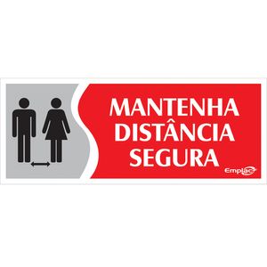 Placa Sinalizadora Emplac Mantenha Distância Segura 20 x 7cm