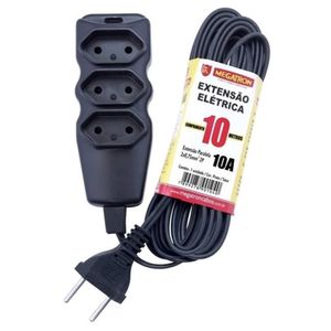 Extensão Megatron Paralelo 03 Tomadas 10,0M 220V Preto