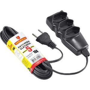 Extensão Megatron Paralelo 03 Tomadas 5,0M 220V Preto