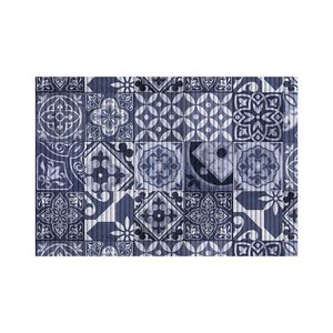 Passadeira Kapazi 43X65Cm Tropical Azulejo Azul