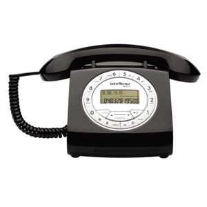 Telefone Com Fio Intelbras Retrô TC8312 Com Id Preto