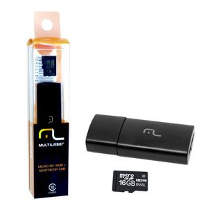 Adaptador USB X Cartão de Memória Multilaser Smartogo 16GB Preto