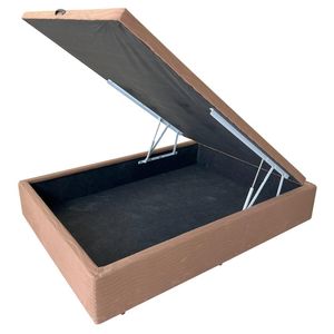 Box Baú para colchão de Casal Grandsuede Bege 138X188X30CM - Bonsono