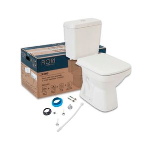 Kit Bacia com Caixa Acoplada e Assento Lirio + Conjunto de Fixação, Tubo de Ligação e Anel de Vedação Branco 3/6L - 55KT77-1FB - Fiori