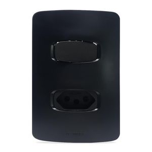 Interruptor 4X2 Alumbra Gracia Maxx Simples+1Tomada 20A Black