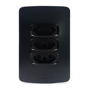 Placa 4X2 Alumbra Gracia Maxx 3Tom 2P+T 10A Black