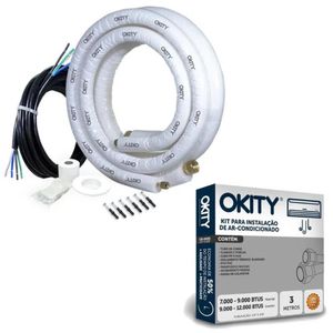 Kit de Instalação para Ar Condicionado Okity 1/4" x 3/8" com 3 Metros Compativel com Modelos de 9000btus a 12000btus