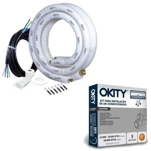 Kit de Instalação para Ar Condicionado Okity 1/4" x 1/2" com 3 Metros Compativel com Modelos de 12000btus a 18000btus