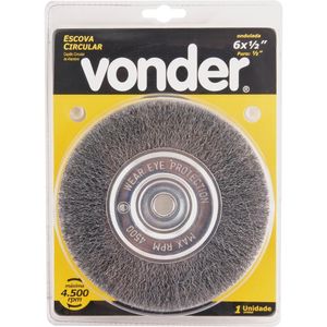 Escova Circular Vonder Em Aço 6X1/2"X1/2" Utilizada Em Motoesmeril