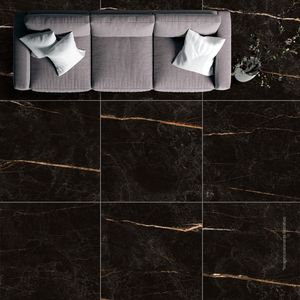 Piso Cerâmico Super Prime Marmorizado Retificado Polido Eclipse Preto Tipo A 75X75CM - Cerbras