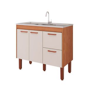 Balcao Cozinha Mgm Slim 1.14Mt Freijo/Off Whithe
