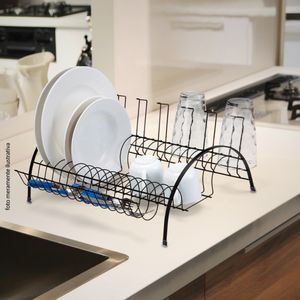 Escorredor Fantastik Piatina Com Porta Copos Preto - Arthi