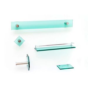 Kit de Acessórios para Banheiro Retangular com 5 Peças em Vidro Incolor - Karppi