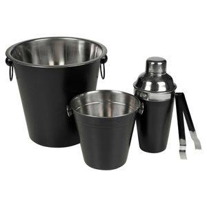 Conjunto Para Bar Com Coqueteleira 4 Peças Em Aço Inox Preto - Hasiera