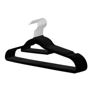 Kit Cabide Com 8 Peças Em Veludo Preto - Hasiera