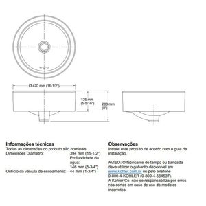 Cuba Apoio Redonda 42X42X14cm Preta Vox Kohler