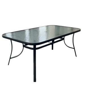 Conjunto de Mesa com Cadeiras e Ombrelone Quadrado para Área Externa 8 Peças Preto - Hasiera