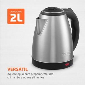 Chaleira Elétrica Mondial Pratic 2 Litros Preto/Inox 1200W 220V  CE-06