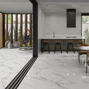 Piso Marmorizado Retificado Acetinado Ondina Tipo A 80X80Cm - PSI80060 - Incenor