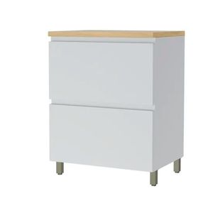 Balcão de Cozinha com Porta Basculante e Gaveta Rainha Nature/Branco 80CM - Nesher