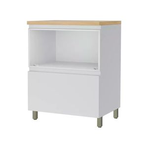 Balcão de Cozinha com Porta Basculante e Gaveta Rainha Nature/Branco 80CM - Nesher