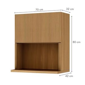 Armário Aéreo Canelado com 1 Porta e Nicho Rainha Nature 70CM - Nesher