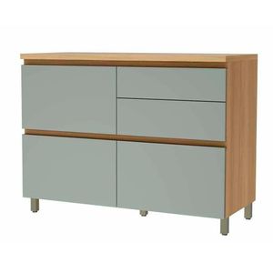 Balcão de Cozinha com 1 Porta Basculante e 4 Gavetas Rainha Nature/Verde 120CM - Nesher