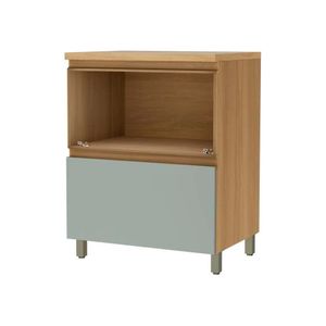 Balcão de Cozinha com Porta Basculante e Gaveta Rainha Nature/Verde 80CM - Nesher