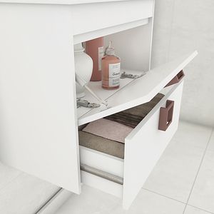 Armário Suspenso de Banheiro Mgm Lírio 59cm Branco com Espelheira