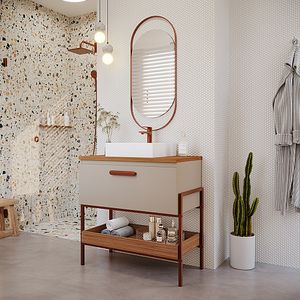 Armário de Banheiro Mgm Portinari 80cm com Pés Cappuccino & Freijó