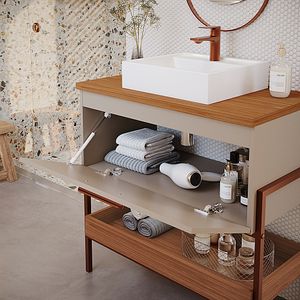 Armário de Banheiro Mgm Portinari 80cm com Pés Cappuccino & Freijó