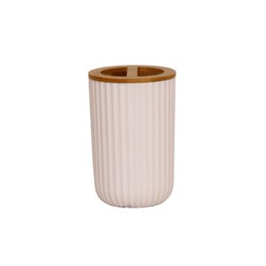 Porta Escovas com Tampa Divisória em Poliresina Bambu Bege - ECO3179 - Hasiera