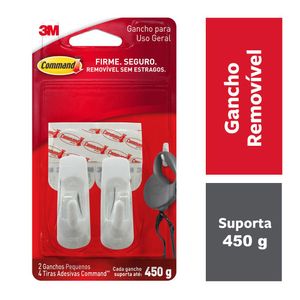 Gancho 3M Command com Adesivo Pequeno Branco