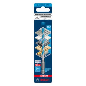 Broca Multimaterial HEX-9 Multiconstrucion Expert 6X60X100MM - 2608900574 - Bosch
