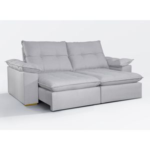 Sofá Retrátil/Reclinável 230cm Cinza Claro 3036 Cairo Leodecor
