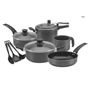Conjunto De Panelas Panelux Magnific Antiaderente 8 Pcs Com Panela De Pressao 4,5L Na Cor Grafite