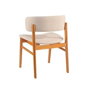 Cadeira em Madeira com Encosto em Linho Dona Cinamono 77X48CM - Matos e Lopes