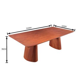Mesa Retangular com Tampo em Madeira Cinamomo 2,00X1,00M - Matos e Lopes