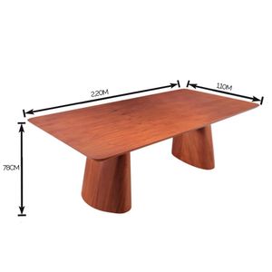 Mesa Retangular com Tampo em Madeira Cinamomo 2,20X1,10M - Matos e Lopes