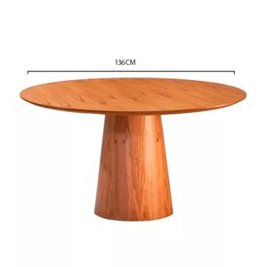 Mesa Redonda em Madeira sem Vidro Virtuasa Cinamomo 136CM - Matos e Lopes