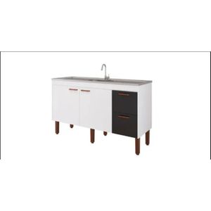 Balcao Coz Mgm inha Mgm Slim 1.44Mt Branco/Preto