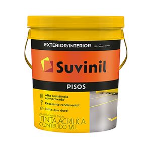 Tinta Acrílica Suvinil para Piso Fosco Premium Pisos Preto 3,6L