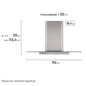 Coifa de Parede em Vidro e Inox 90CM 220V - 90CVS - Electrolux