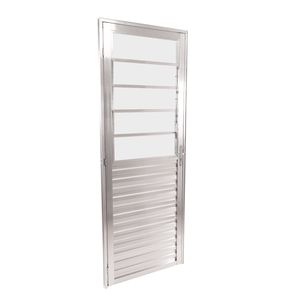 Porta De Giro Basculante Quality Home 80x210 Lado Direito Vd Canelado Alumínio Natural