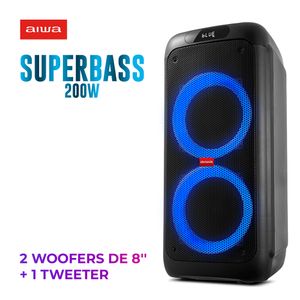 Caixa de Som Aiwa PartyBox Bluetooth Luzes Multicores AWS-PB-01 Bivolt Preto