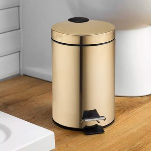 Lixeira Inox Hasiera Com Pedal Dourada 5L