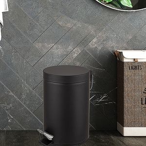 Lixeira Inox Hasiera Com Pedal Preta 5L
