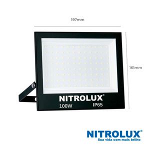 Refletor LED Slim LB01 100W Luz Branca 6500K Preto - 5957 - Nitrolux