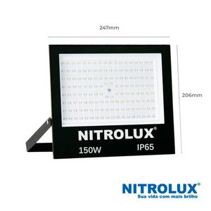 Refletor LED Slim LB01 150W Luz Branca 6500K Preto - 5958 - Nitrolux