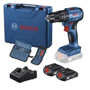 Furadeira Parafusadeira Impact Bosch GSB185LI-18V+2 Baterias+23 Peças+Maleta
